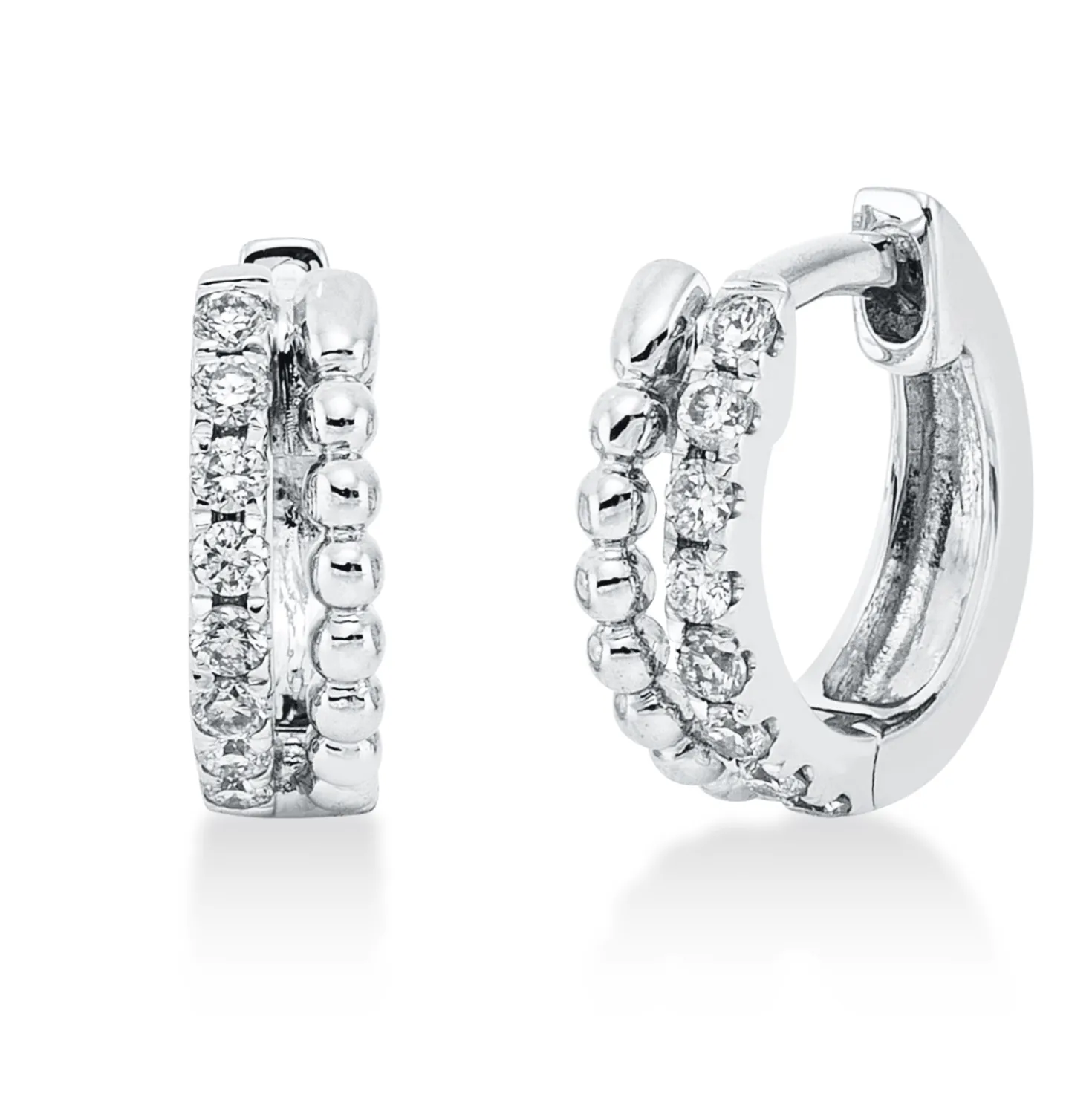 Creolen aus 750 Gold Weißgold 16 Brillanten 0,14ct W-SI 9,6x3mm