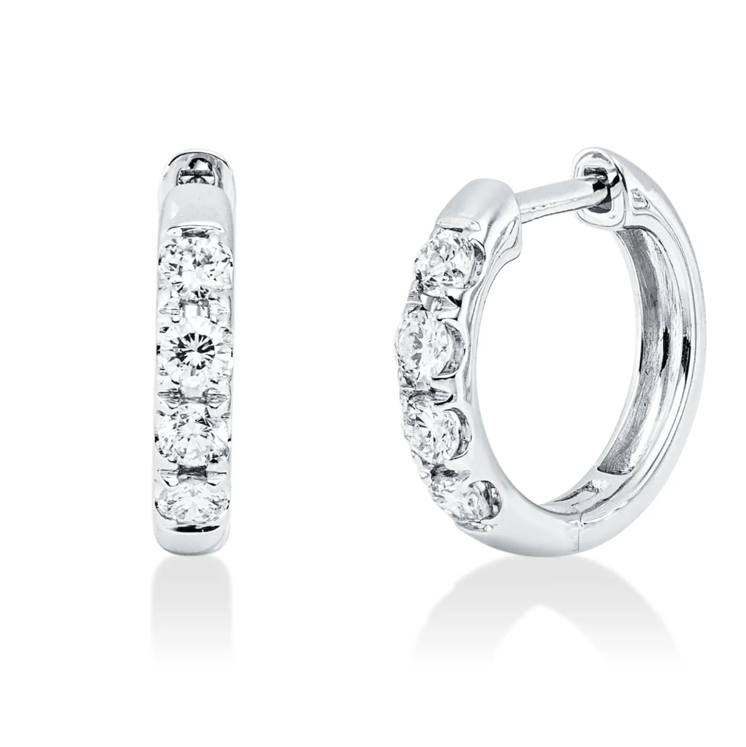 Creolen aus 750 Gold Weißgold 8 Brillanten 0,42ct W-SI 14,3x2,6mm