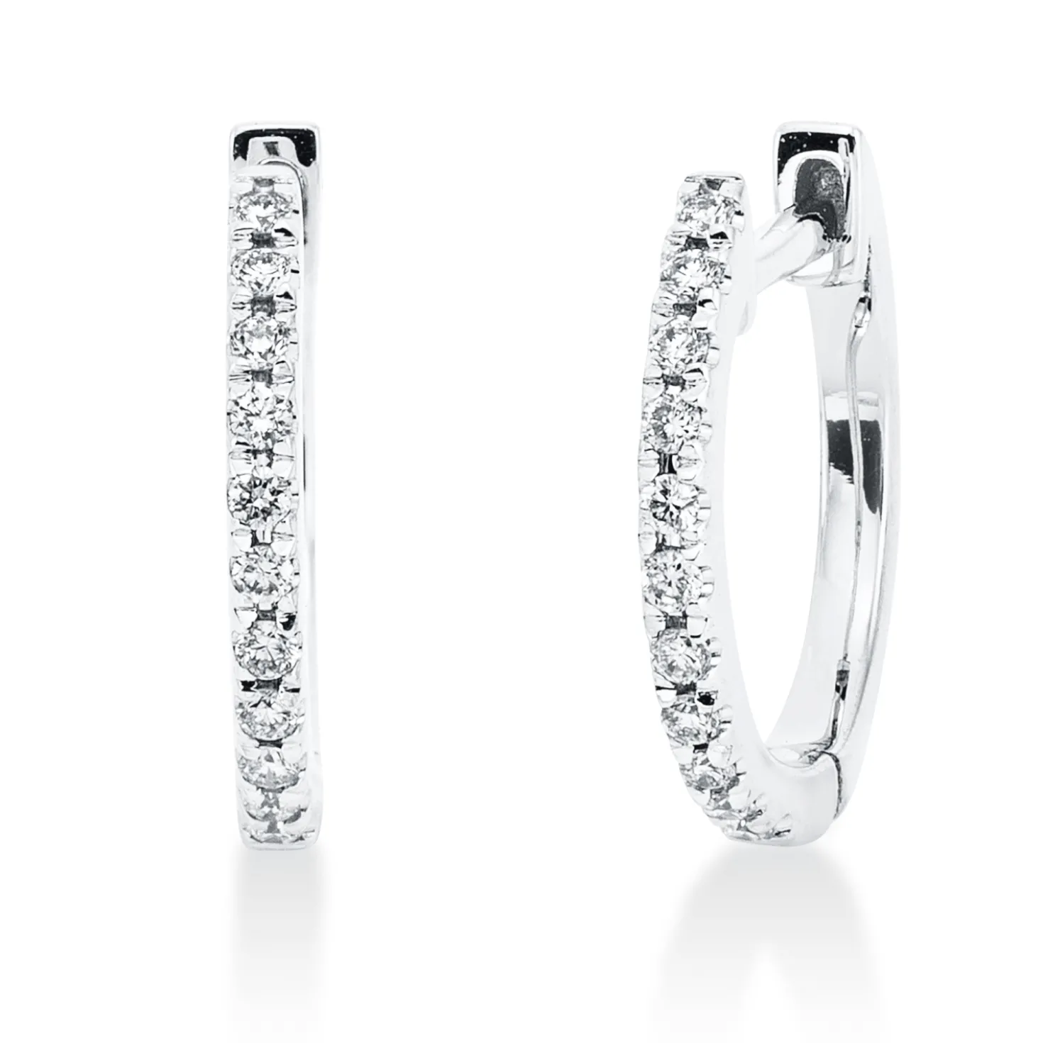 Creolen aus 750 Gold Weißgold 22 Brillanten 0,09ct W-SI 11,5x1,4mm