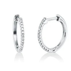 Creolen aus 750 Gold Weißgold 28 Brillanten 0,1ct W-SI 13,7x1,7mm