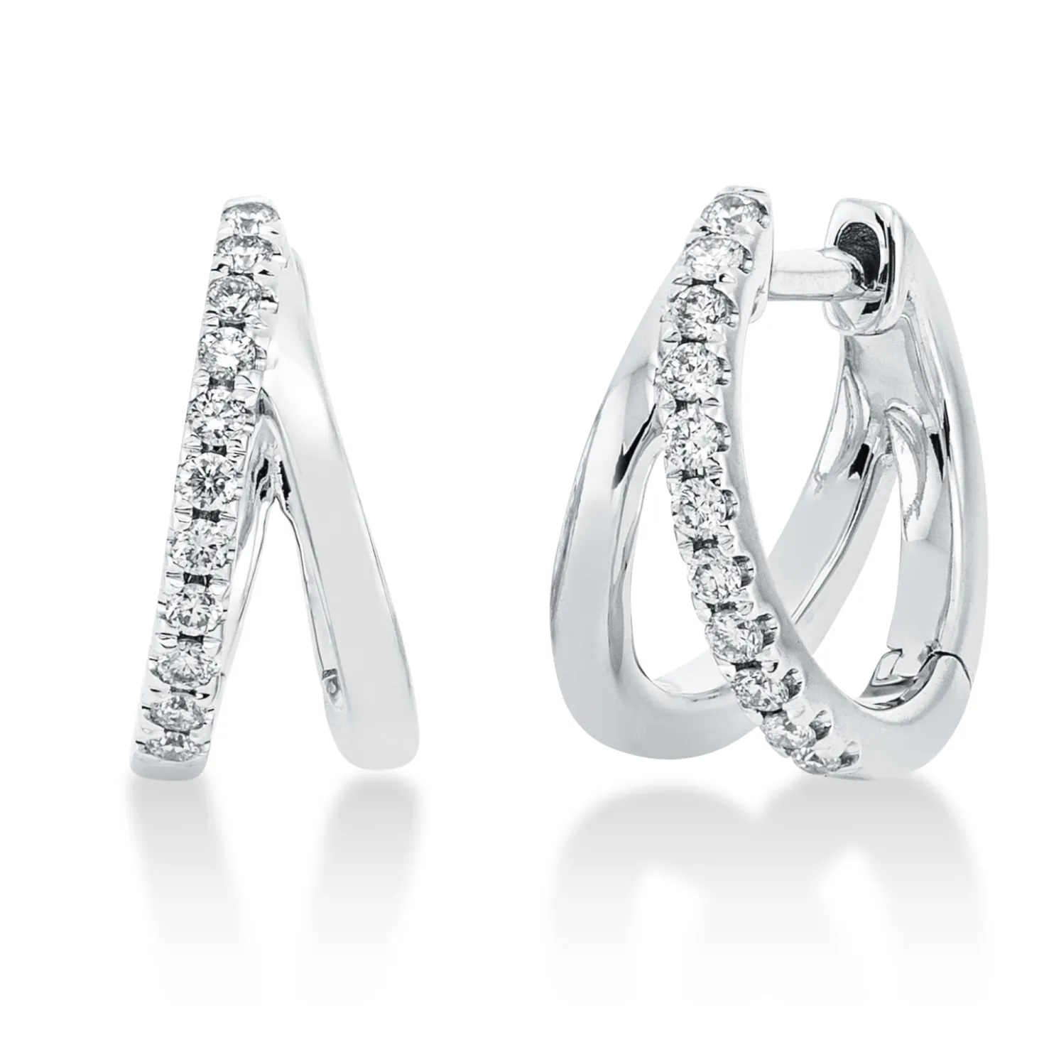 Creolen aus 750 Gold Weißgold 22 Brillanten 0,16ct W-SI 11,7x6mm