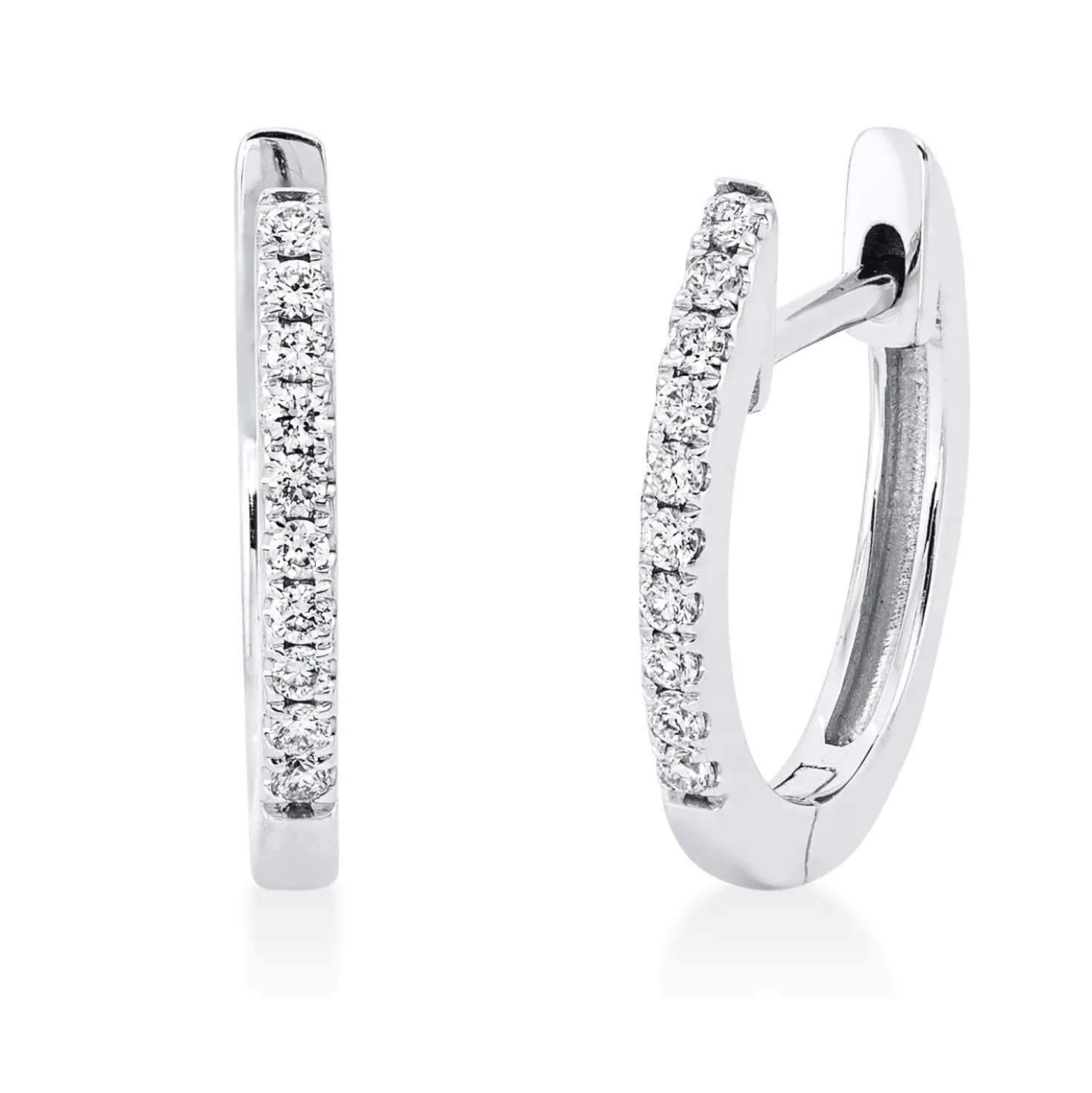 Creolen aus 750 Gold Weißgold 20 Brillanten 0,09ct W-SI 12,4x1,5mm