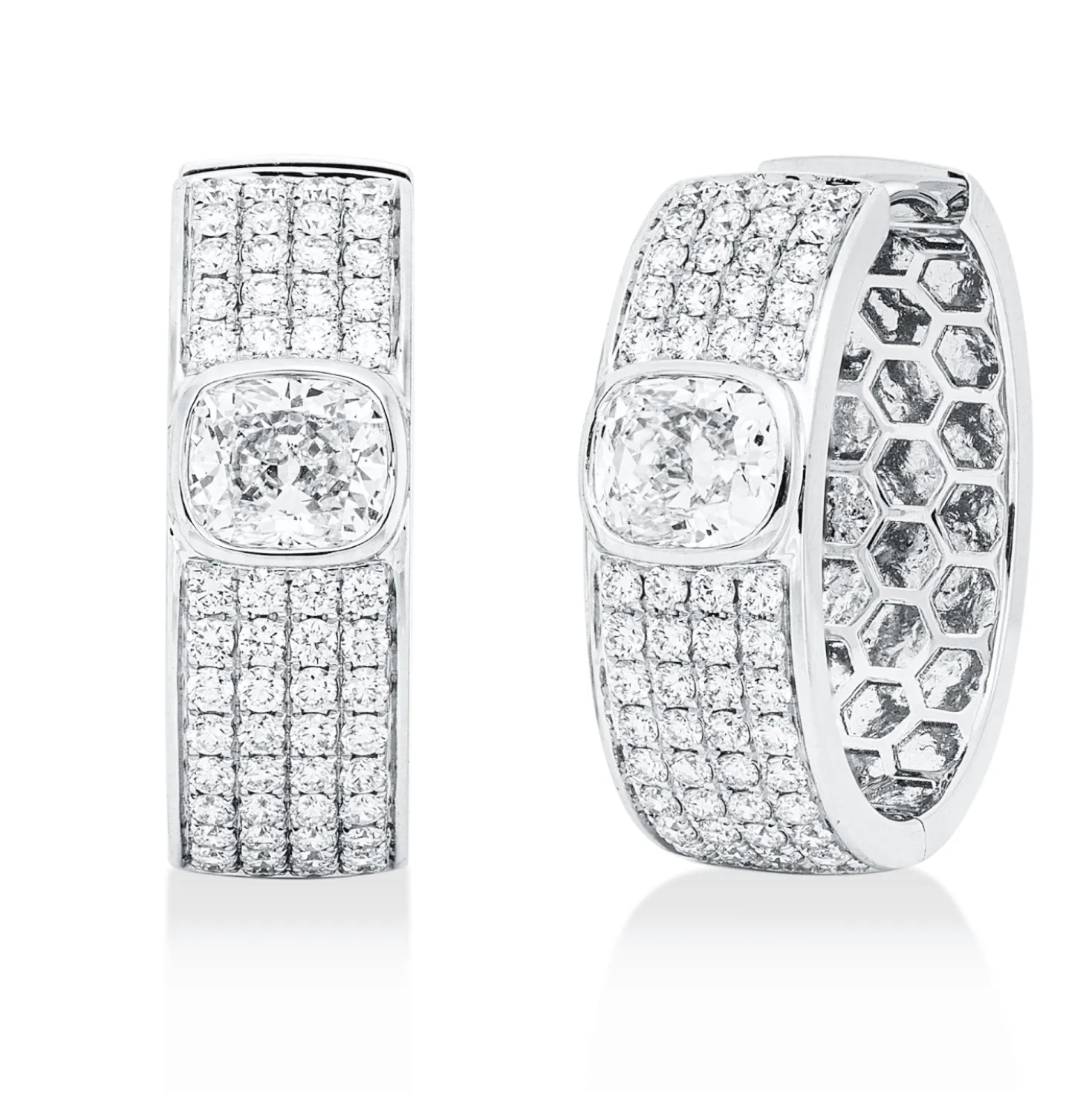 Creolen aus 750 Gold Weißgold 114 Diamanten 2,41ct F-VSI 20,2x6,7mm