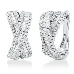 Creolen aus 750 Gold Weißgold 229 Diamanten 2,99ct TW-SI 21x10,6mm