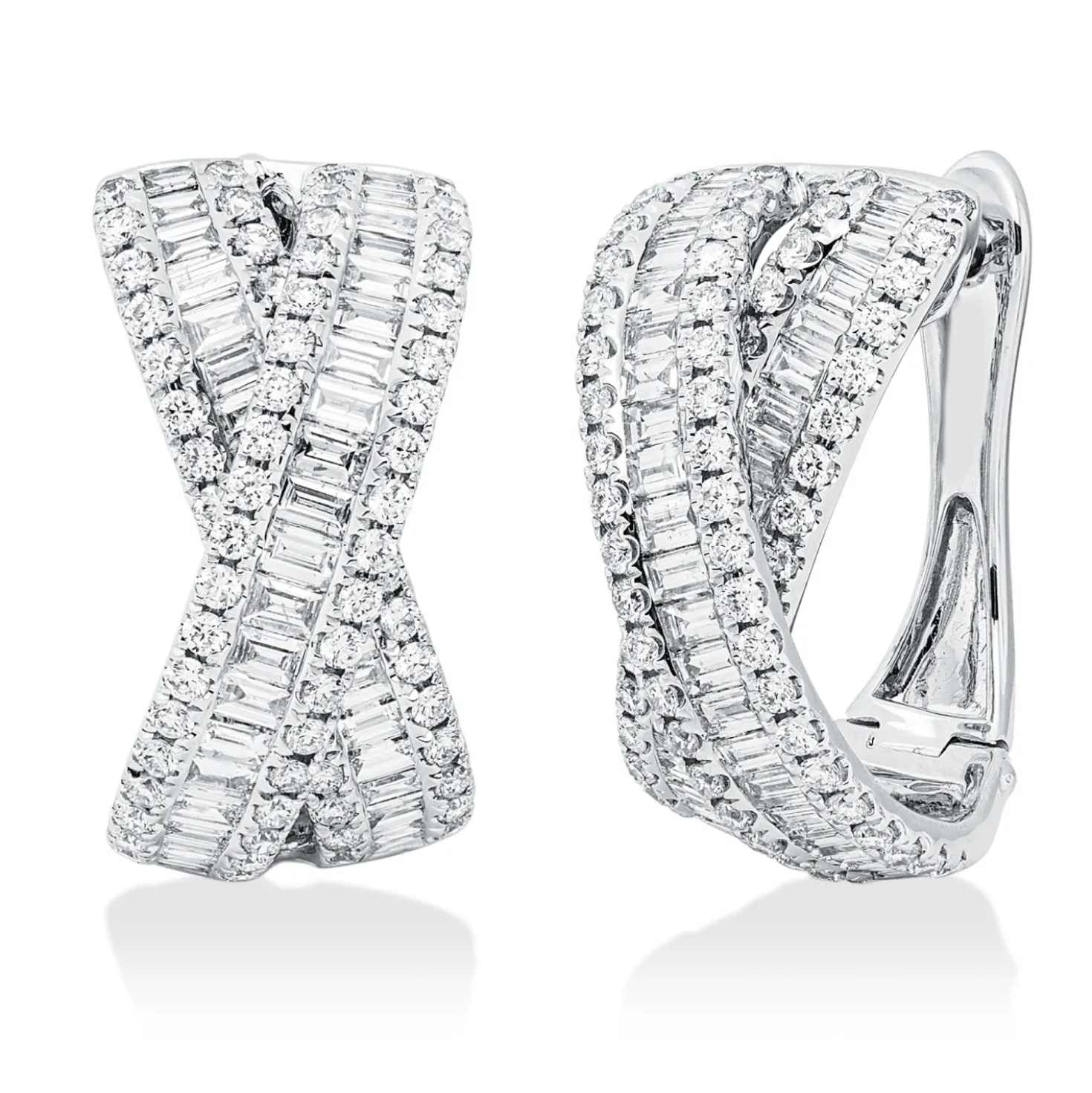 Creolen aus 750 Gold Weißgold 229 Diamanten 2,99ct TW-SI 21x10,6mm