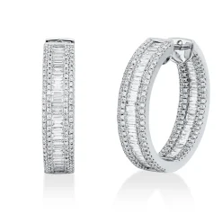 Creolen aus 750 Gold Weißgold 542 Diamanten 2,28ct TW-SI 20,5x4,7mm
