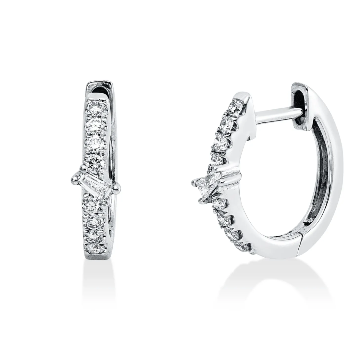 Creolen aus 750 Gold Weißgold 18 Diamanten 0,2ct TW-SI 11,9x3,4mm