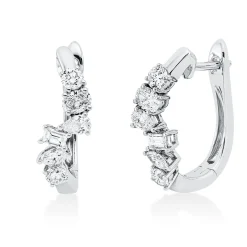 Creolen aus 750 Gold Weißgold 12 Diamanten 0,85ct TW-SI 17,2x5,6mm