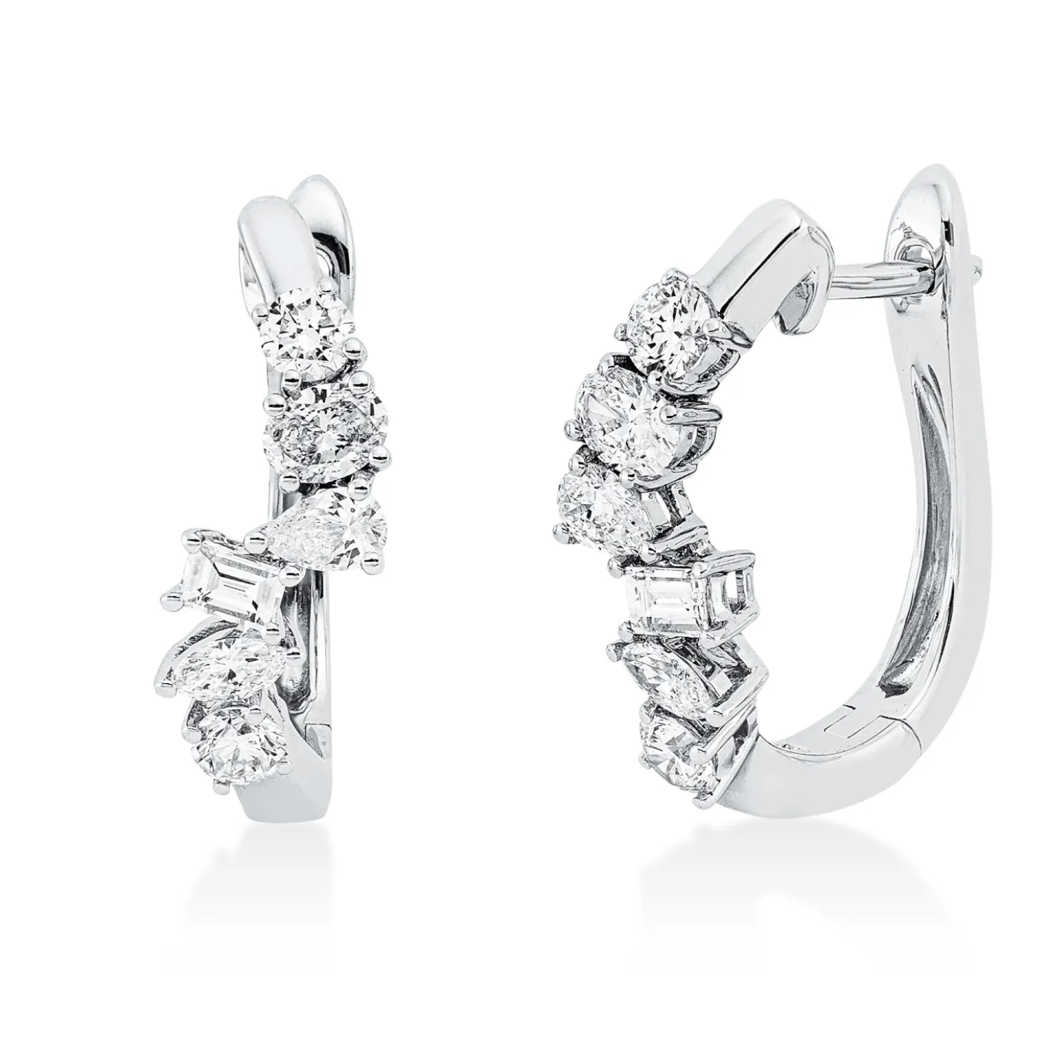 Creolen aus 750 Gold Weißgold 12 Diamanten 0,85ct TW-SI 17,2x5,6mm