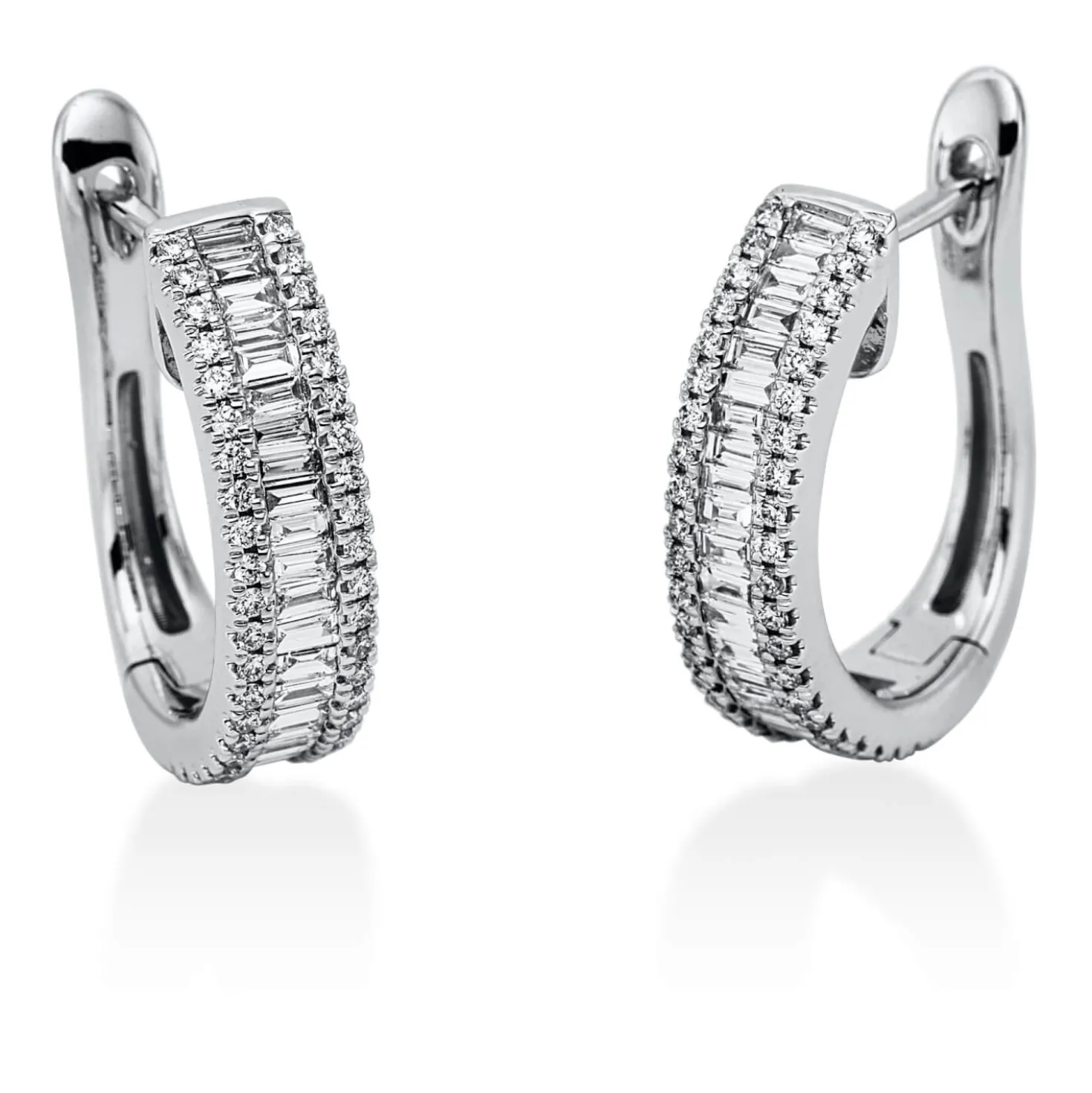 Creolen aus 750 Gold Weißgold 127 Diamanten 0,83ct TW-SI 17,3x4,5mm