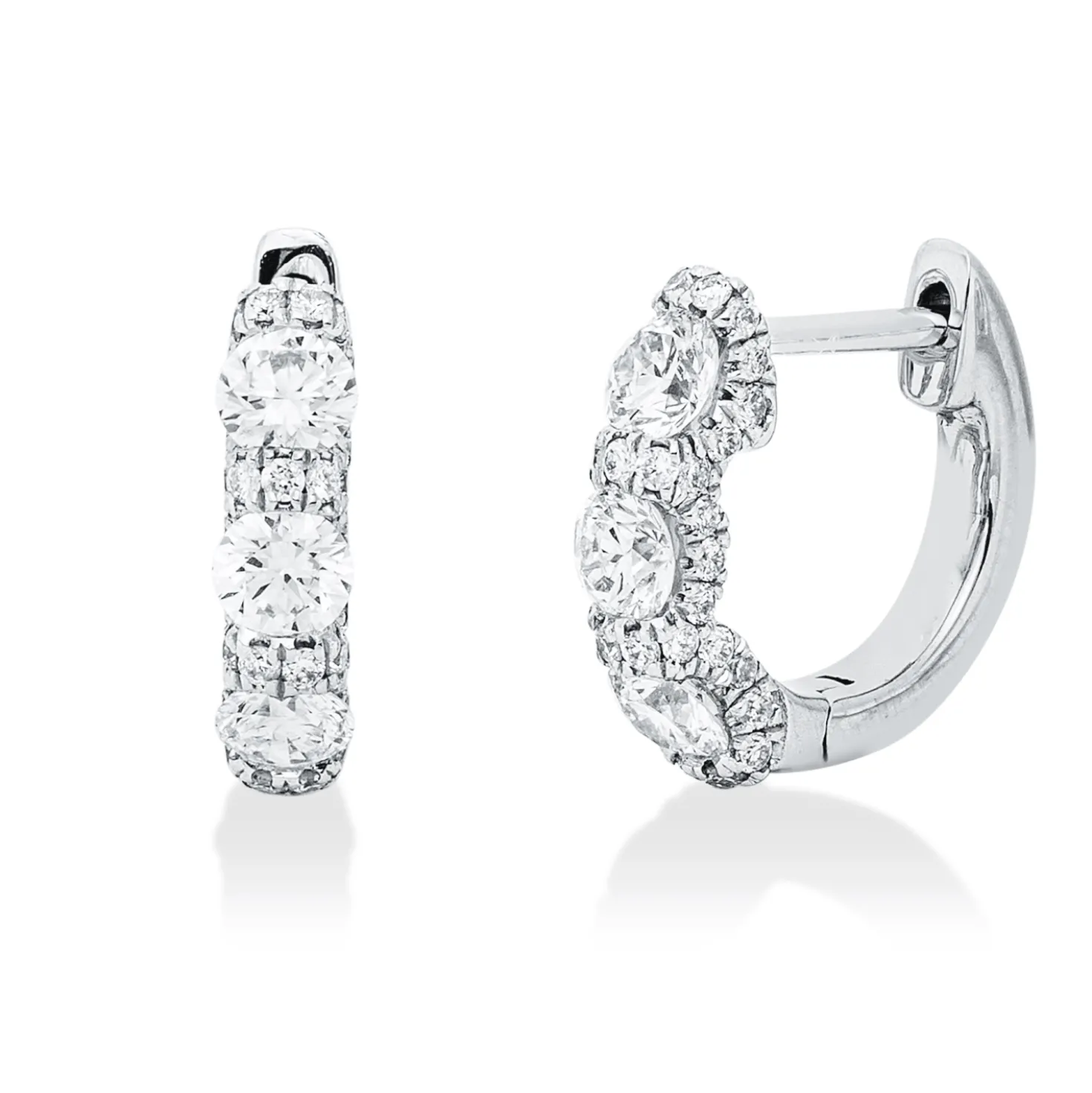 Creolen aus 750 Gold Weißgold 76 Diamanten 0,85ct TW-SI 12,1x2,8mm