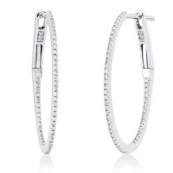 Creolen aus 750 Gold Weißgold 102 Diamanten 0,17ct TW-SI 24,5x1mm