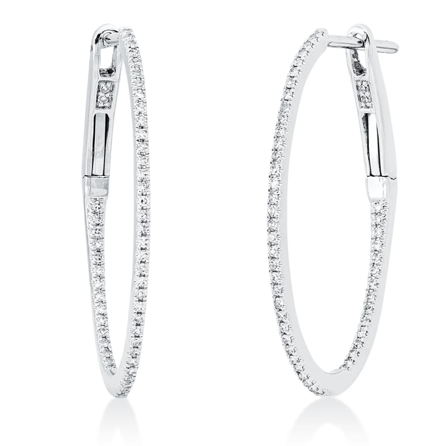 Creolen aus 750 Gold Weißgold 102 Diamanten 0,17ct TW-SI 24,5x1mm