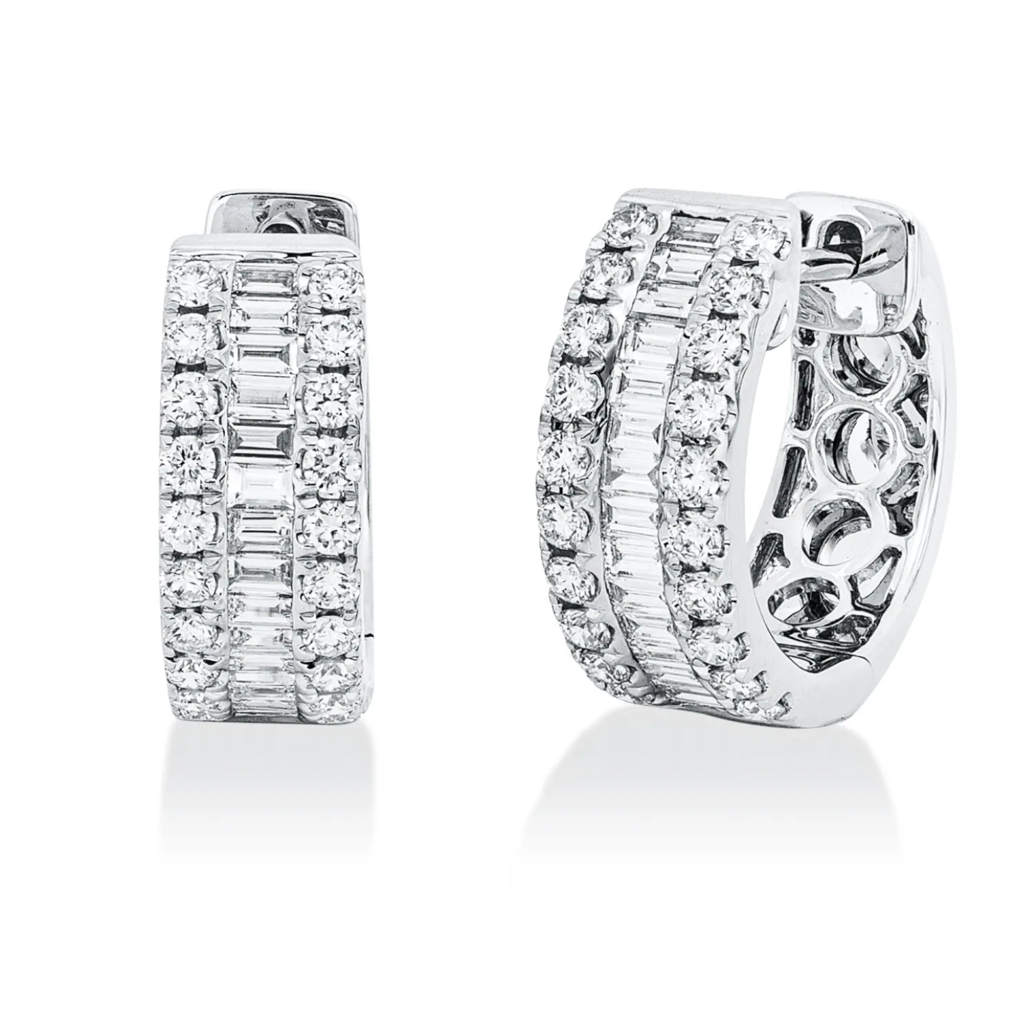 Creolen aus 750 Gold Weißgold 68 Diamanten 0,62ct TW-SI 12,9x4,7mm