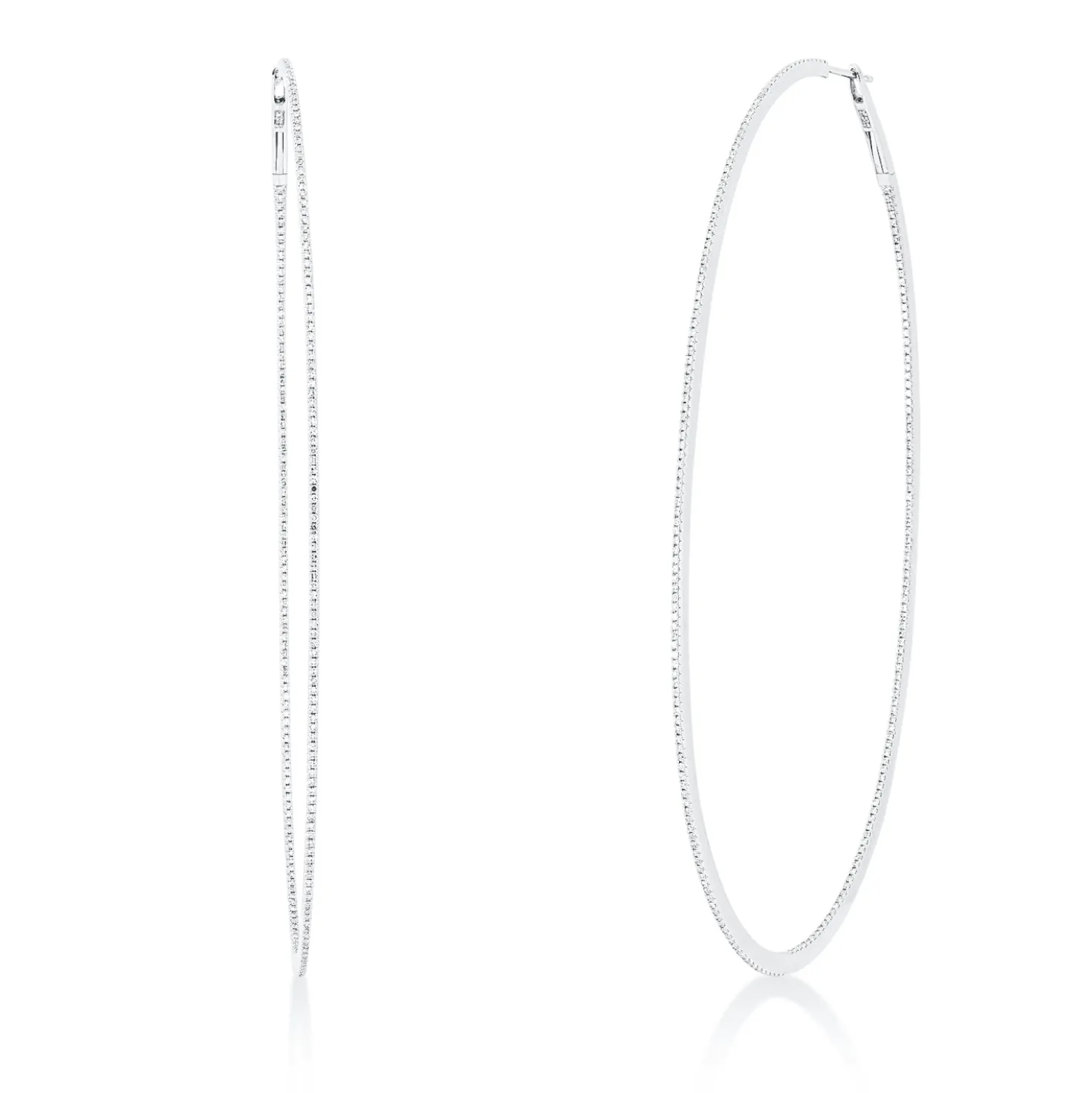 Creolen aus 750 Gold Weißgold 454 Diamanten 1,15ct TW-SI 101,7x1mm