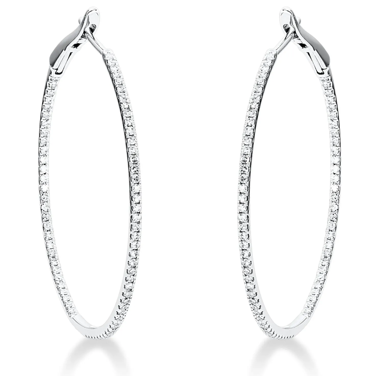 Creolen aus 750 Gold Weißgold 156 Diamanten 0,63ct TW-SI 36x1,2mm