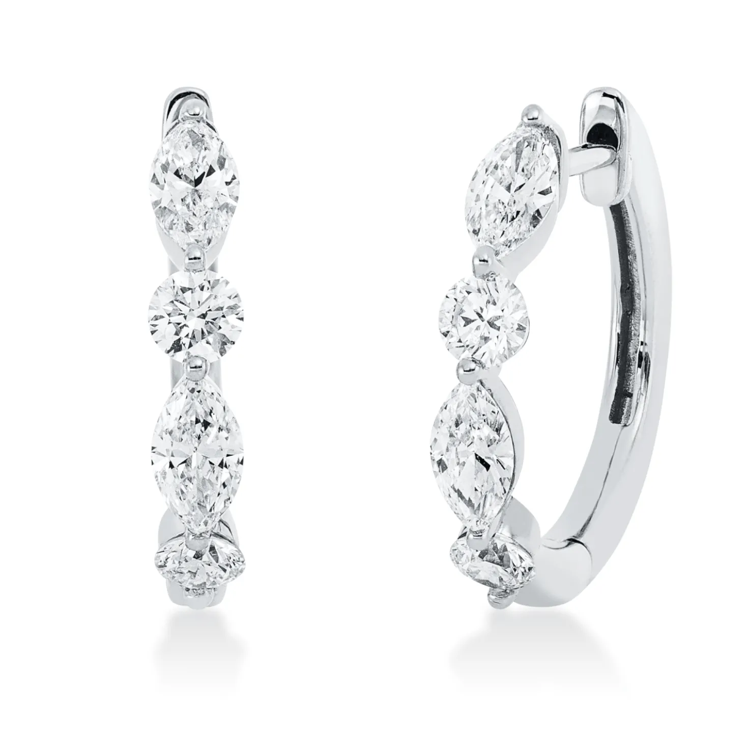 Creolen aus 750 Gold Weißgold 8 Diamanten 1ct TW-SI 17,8x3mm