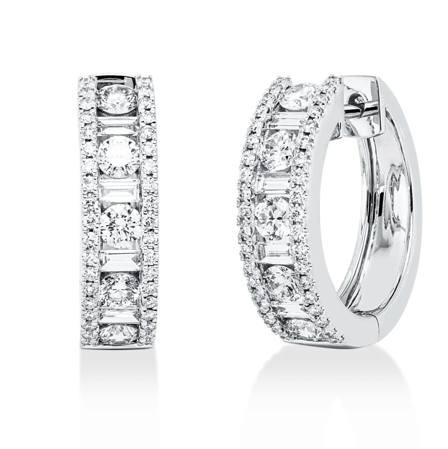 Creolen aus 750 Gold Weißgold 94 Diamanten 1,28ct TW-SI 17,7x4,7mm