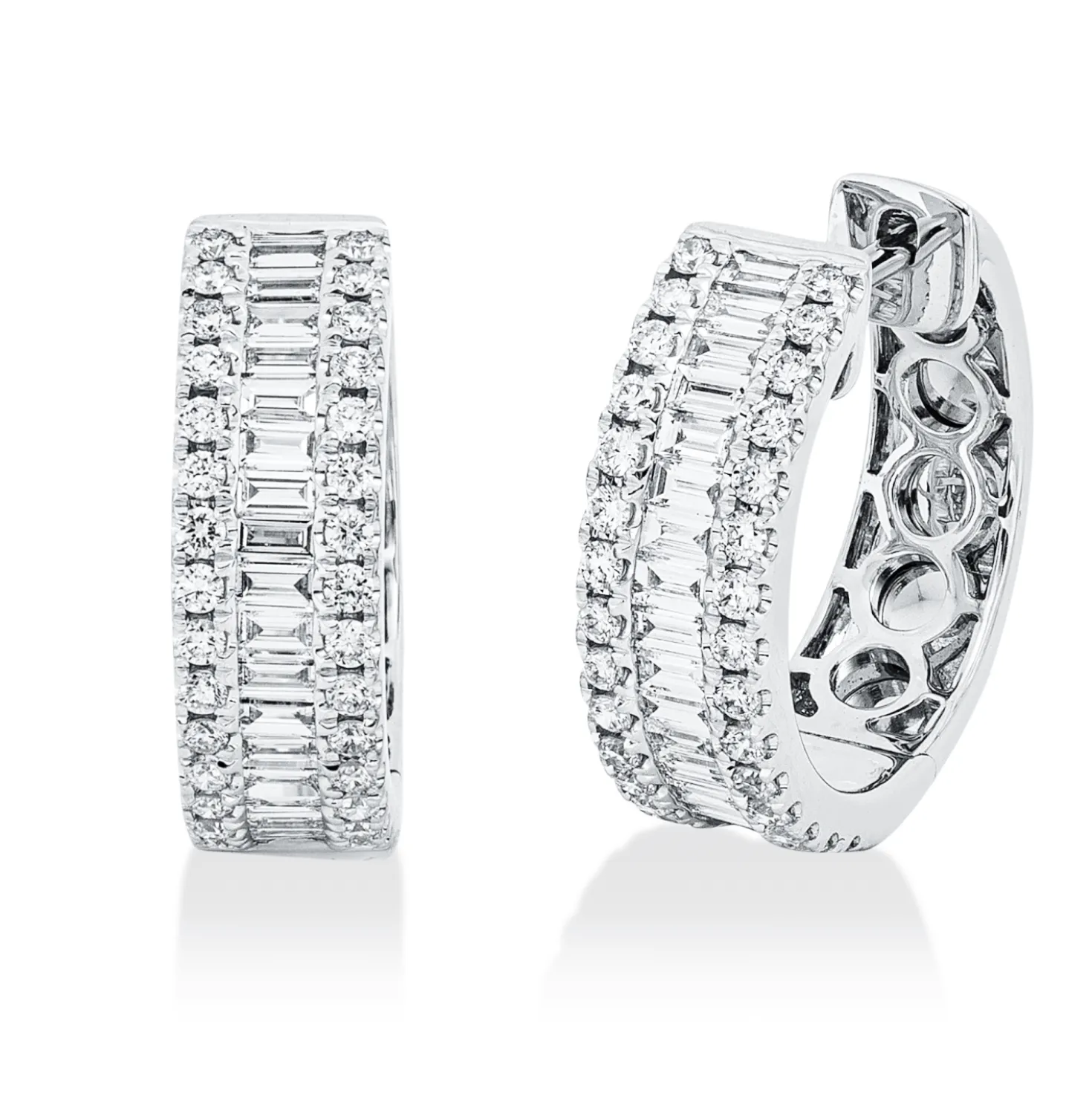 Creolen aus 750 Gold Weißgold 95 Diamanten 0,63ct TW-SI 13,8x4,5mm