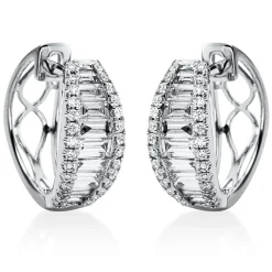 Creolen aus 750 Gold Weißgold 74 Diamanten 1,63ct TW-SI 16,7x6,6mm