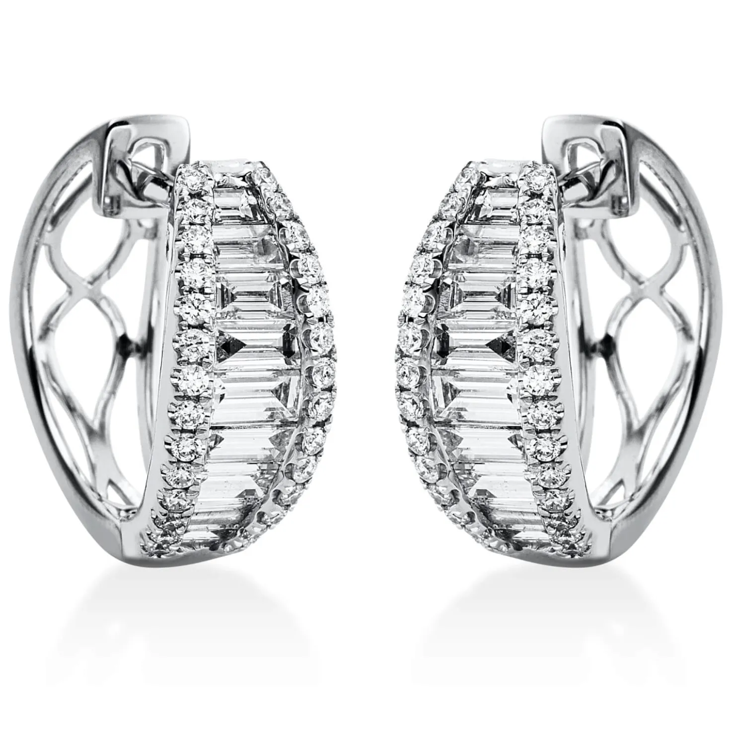 Creolen aus 750 Gold Weißgold 74 Diamanten 1,63ct TW-SI 16,7x6,6mm