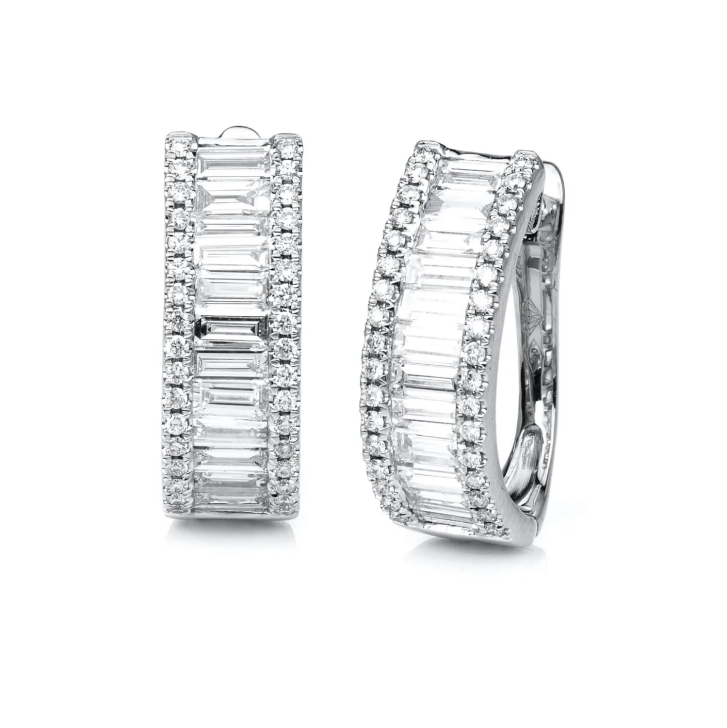 Creolen aus 750 Gold Weißgold 88 Diamanten 2,36ct TW-SI 18,2x6,5mm