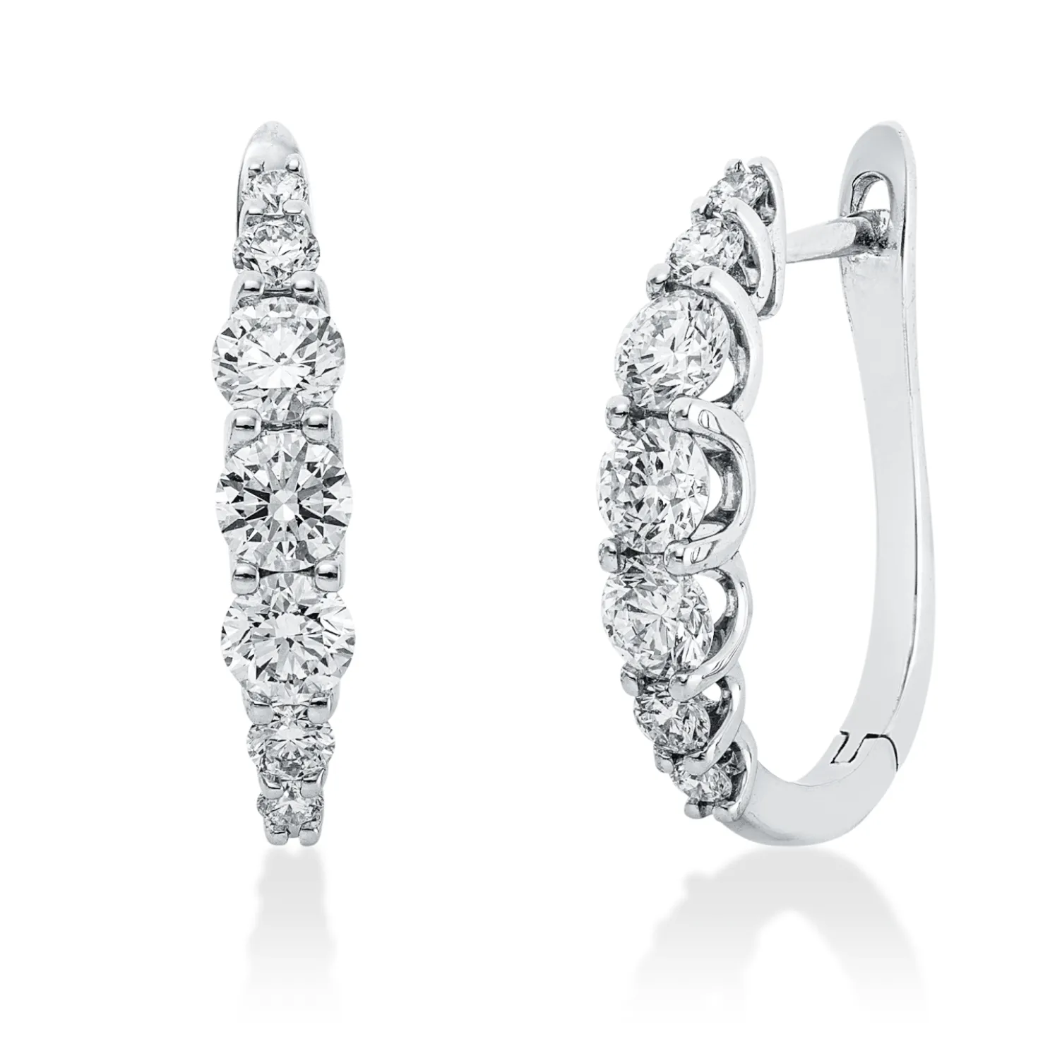 Creolen aus 750 Gold Weißgold 14 Diamanten 1,08ct TW-SI 18x3,4mm