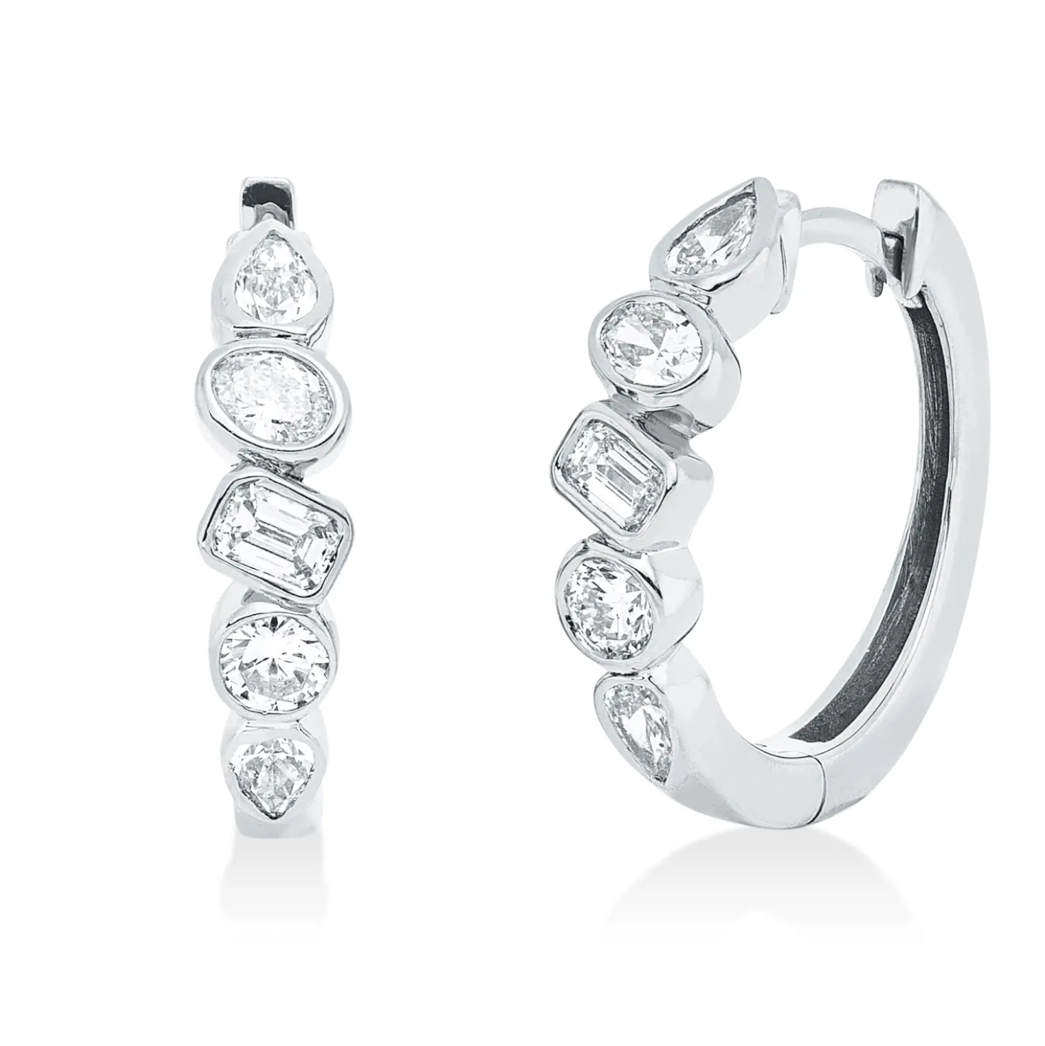Creolen aus 750 Gold Weißgold 10 Diamanten 0,8ct TW-SI 17,1x3,9mm