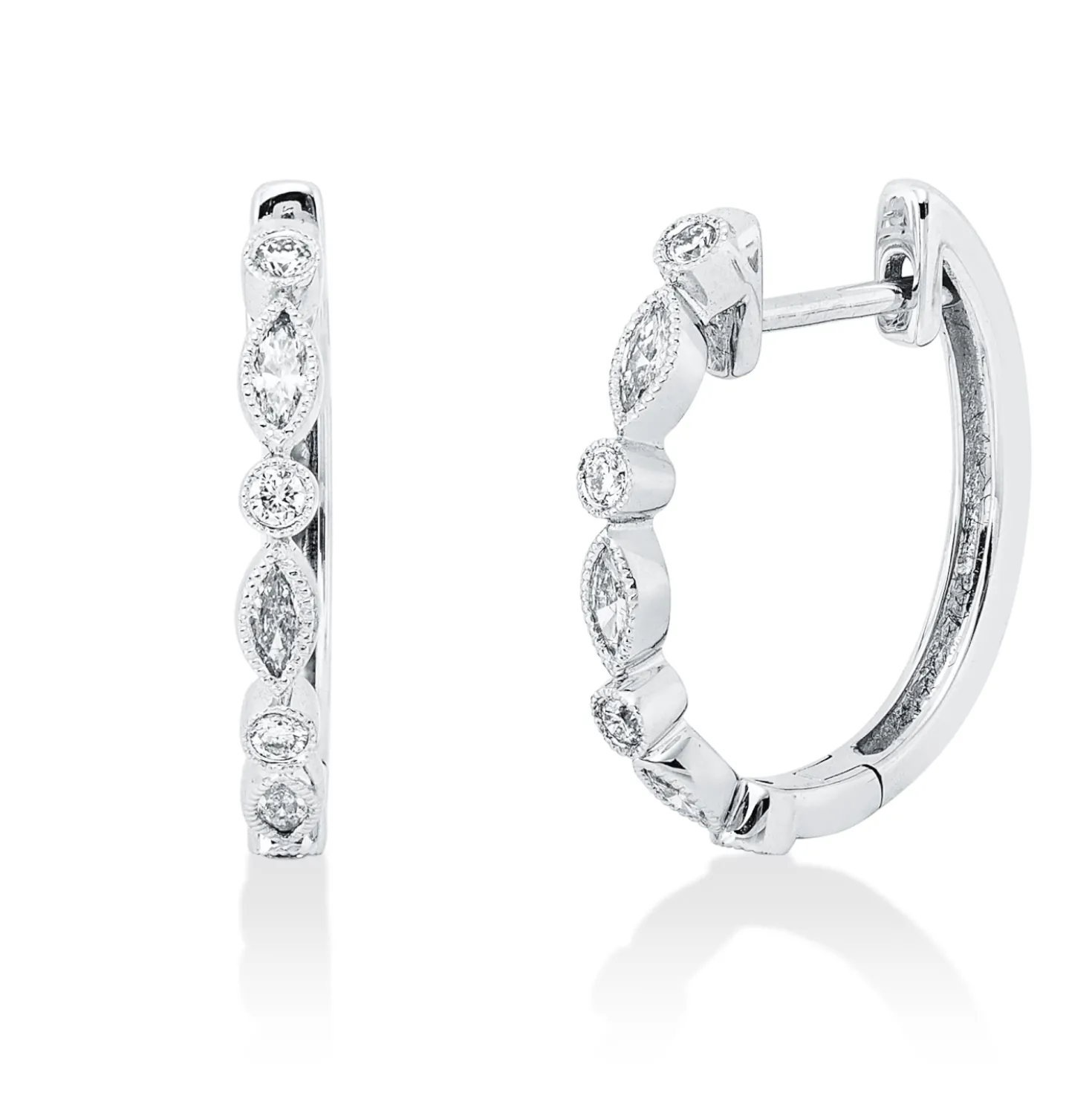 Creolen aus 750 Gold Weißgold 14 Diamanten 0,3ct TW-VSI/SI 16,8x2mm