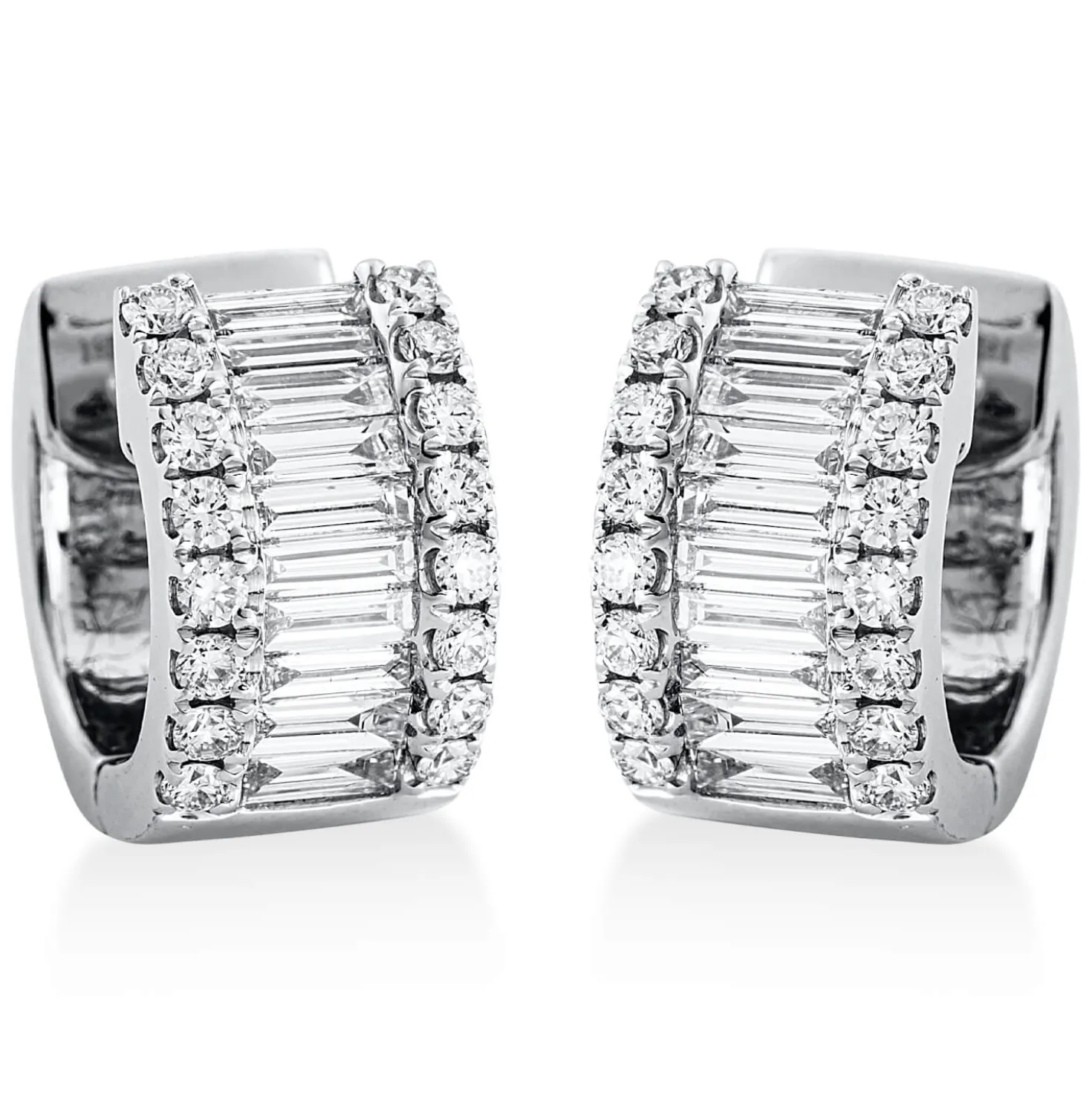 Creolen aus 750 Gold Weißgold 49 Diamanten 1,18ct TW-VSI 13,3x6,9mm