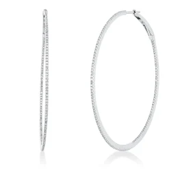 Creolen aus 750 Gold Weißgold 256 Diamanten 0,72ct TW-VSI 50,3x1mm