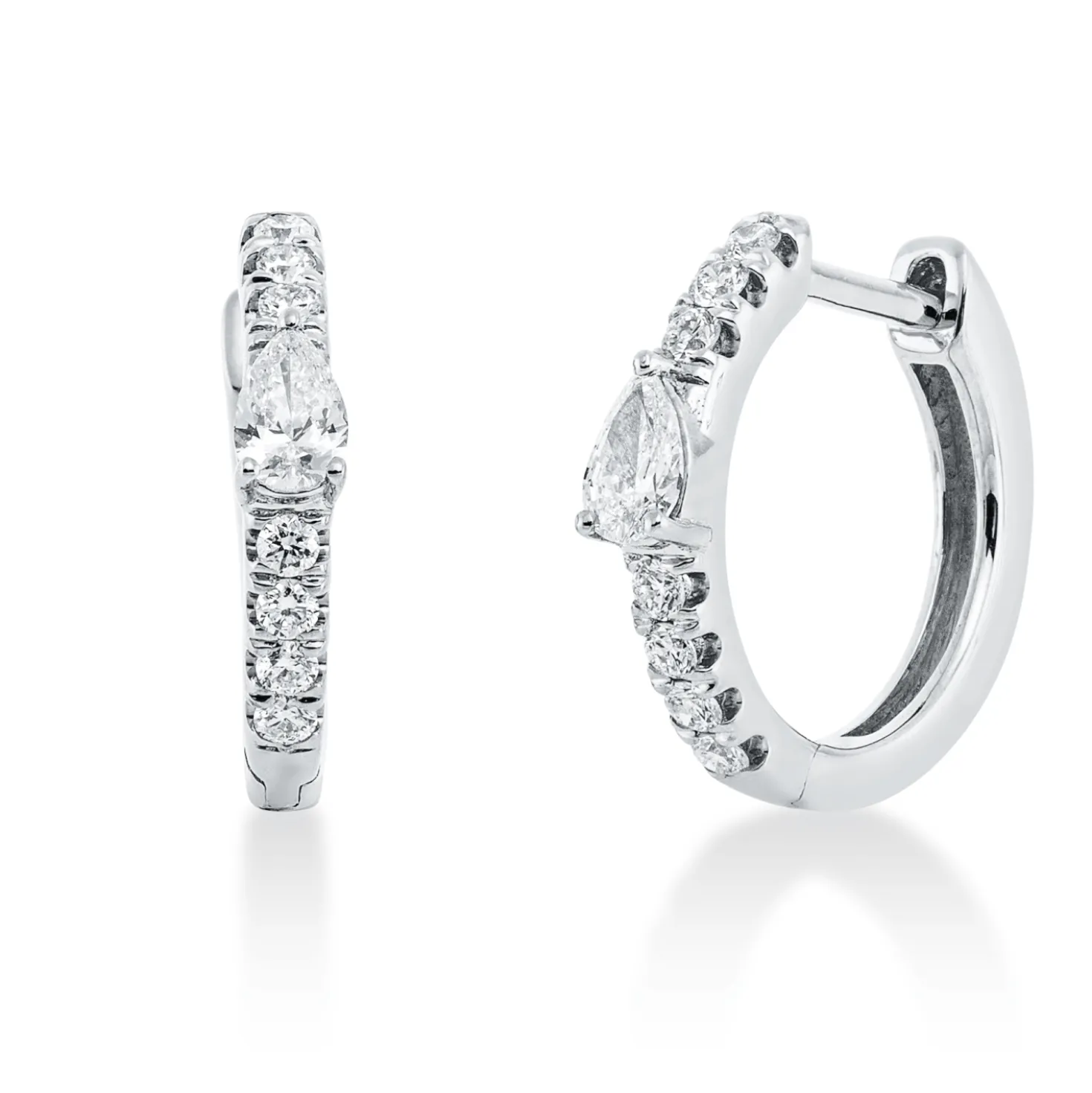 Creolen aus 750 Gold Weißgold 16 Diamanten 0,27ct 13,3x2,2mm