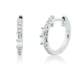 Creolen aus 750 Gold Weißgold 20 Diamanten 0,17ct 13,6x2mm