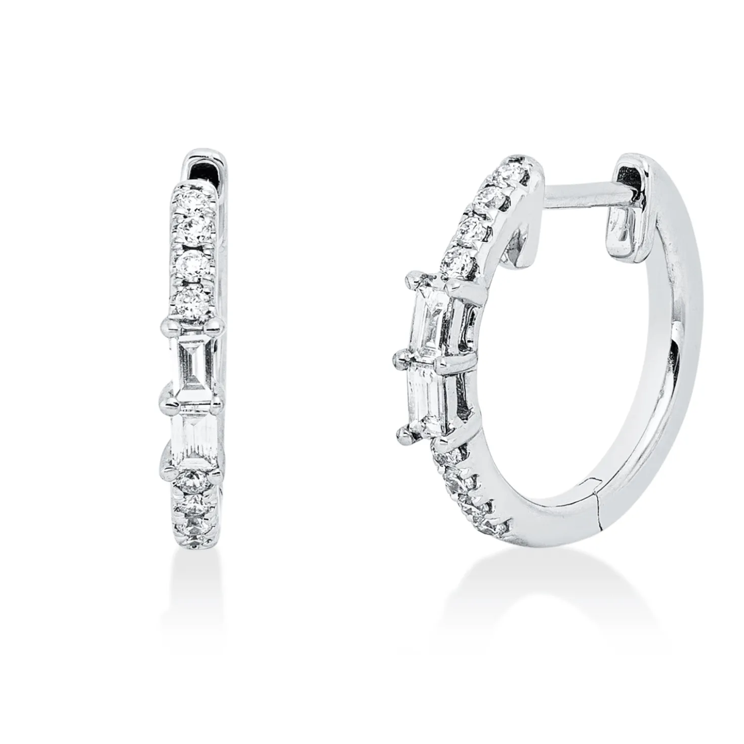 Creolen aus 750 Gold Weißgold 20 Diamanten 0,17ct 13,6x2mm