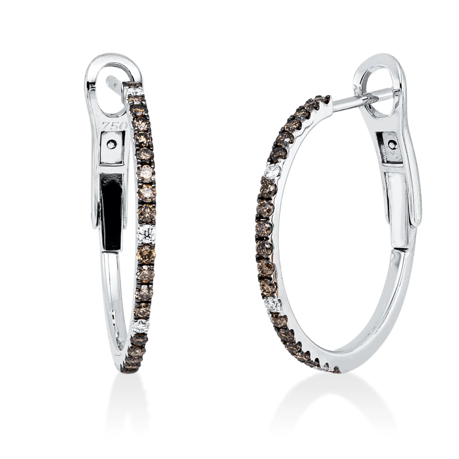 Creolen aus 750 Gold Weißgold 42 Diamanten 0,44ct 23,5x1,5mm