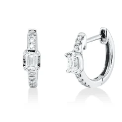 Creolen aus 750 Gold Weißgold 16 Diamanten 0,38ct 12,8x3,4mm