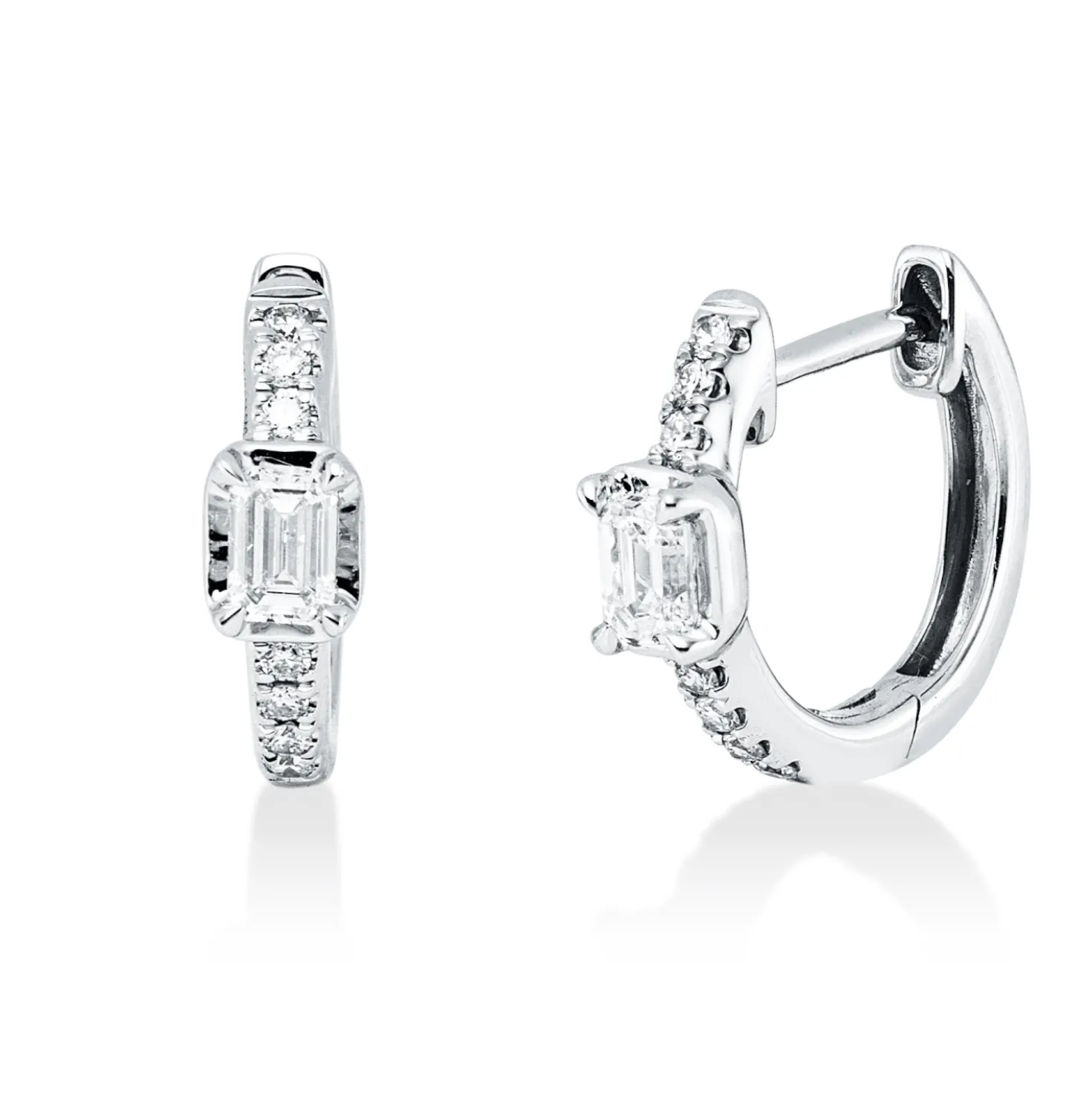 Creolen aus 750 Gold Weißgold 16 Diamanten 0,38ct 12,8x3,4mm