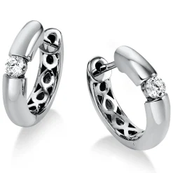 Creolen aus 750 Gold Weißgold mit 2 Diamanten Brillanten 0,20 Ct.