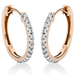 Creolen aus 750 Rotgold 30 Brillanten 0,33ct TW-SI 16,5x1,6mm Fassung rhodiniert