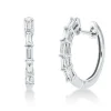 Creolen aus 750 Weißgold 10 Diamanten Baguette-Schliff 0,37ct TW-SI 16,1x1,9mm