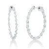 Creolen aus 750 Weißgold 34 Diamanten Navette-Schliff 0,89ct F-SI 26,1x1,4mm