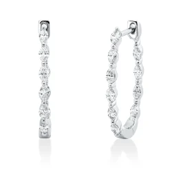 Creolen aus 750 Weißgold 20 Diamanten Navette-Schliff 0,42ct TW-SI 18,2x1,5mm