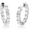 Creolen aus 750 Weißgold 22 Diamanten Smaragd-Schliff 5,14ct F-VSI 22,7x3,5mm
