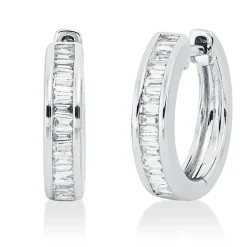 Creolen aus 750 Weißgold 33 Diamanten Trapez-Schliff 0,31ct TW-SI 13,8x3,2mm
