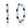 Creolen aus 750 Weißgold 14 Saphire 2,94ct blau mit Diamanten 28,9x3,3mm