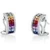 Creolen aus 750 Weißgold 36 Saphire 1,91ct mehrfarbig 72 Brillanten 0,27ct TW-SI