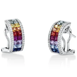Creolen aus 750 Weißgold 36 Saphire 1,91ct mehrfarbig 72 Brillanten 0,27ct TW-SI