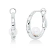 Creolen aus 585 Weißgold 2 Süßwasser-Perlen weiß 12 Brillanten 0,18ct TW-SI