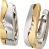 Creolen Creole Ohrringe 16.2mm 6 Brillanten 0.06Ct 585 Gold bicolor Damen