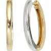 Creolen Creole Ohrringe 21.1mm, 585 Gold bicolor, gelb/weiß kombiniert